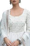 Seema Nanda_Off White Cotton Embroidery Round Neck Hand Anarkali Set  _Online_at_Aza_Fashions