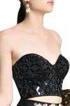 Shivan & Narresh_Black Embellished And Blade Mesh Skein Bustier_Online_at_Aza_Fashions