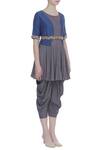 Bohame_Blue Silk Embroidered Thread Kurta Sleeveless Peplum With Dhoti And Jacket _Online_at_Aza_Fashions