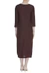 Shop_Bohame_Brown Linen Solid Round Midi Dress _at_Aza_Fashions