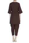 Shop_Bohame_Brown Silk Embroidered Thread V Neck Kurta Set _at_Aza_Fashions