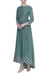 Buy_Bohame_Green Silk Flower Motif Round Embroidered Maxi Dress _at_Aza_Fashions