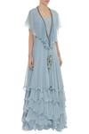 Aksh_Blue Sequin Embroidered Layered Gown_Online_at_Aza_Fashions