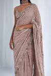 Dolly J_Beige Georgette Embroidery Malishka Saree With Sleeveless Blouse _Online_at_Aza_Fashions