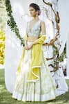 Shop_Varun Bahl_Yellow Chanderi Silk Lehenga Set_at_Aza_Fashions