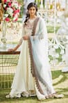 Buy_Varun Bahl_White Embroidered Floral Round Chanderi Silk Anarkali Set  _at_Aza_Fashions