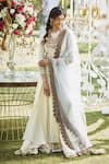 Shop_Varun Bahl_White Embroidered Floral Round Chanderi Silk Anarkali Set  _at_Aza_Fashions