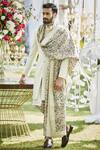 Shop_Varun Bahl_Ivory Floral Print Silk Shawl_at_Aza_Fashions