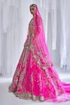 Dolly J_Fuchsia Raw Silk Embroidered Floral Pattern Broad Cynthia Bridal Lehenga Set _at_Aza_Fashions