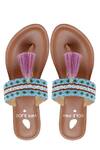 Shop_Sole Fry_Multi Color Aztec Embroidered Tassel Slip On Sandals _at_Aza_Fashions