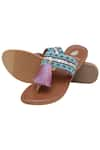 Sole Fry_Multi Color Aztec Embroidered Tassel Slip On Sandals _Online_at_Aza_Fashions