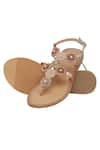 Sole Fry_Gold Stone And Beaded Back Strap Sandals _Online_at_Aza_Fashions