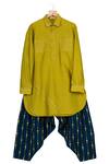 Buy_Minikin_Blue Cotton Gota Patti Embroidered Pathani With Patiala _at_Aza_Fashions