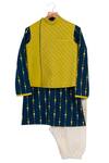 Buy_Minikin_Yellow , Satin Gota Patti Embroidered Jacket And Kurta Set _at_Aza_Fashions