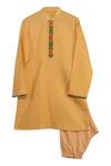 Buy_Minikin_Yellow Cotton, Silk Embroidery, Patola Print Jacket With Kurta And Churidaar_Online_at_Aza_Fashions