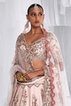 Dolly J_Pink Silk, Chiffon Embroidery, Pearls, Zari Raisa Raw Bridal Lehenga Set _Online_at_Aza_Fashions