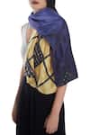 Buy_Devina Juneja_Blue Leather Detail Stole_at_Aza_Fashions