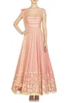 Buy_Devnaagri_Pink Georgette Embroidered Anarkali Kurta With Embellished Dupatta And Churidar _at_Aza_Fashions