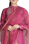 Shop_Joy Mitra_Pink Embroidery Round Kurta Set _at_Aza_Fashions