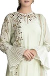 Shop_Joy Mitra_Green Chanderi Silk Embroidered Floral Round Thread Kurta Lehenga Set _at_Aza_Fashions