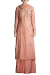 Buy_Joy Mitra_Pink Embroidery Kurta Sharara Set _at_Aza_Fashions