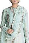 Shop_Joy Mitra_Blue Chanderi Silk Embroidered Lehenga With Kurta _at_Aza_Fashions