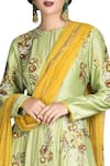 Shop_Joy Mitra_Yellow Chanderi Silk Embroidered Anarkali And Lehenga Set _at_Aza_Fashions