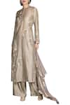 Buy_Joy Mitra_Beige Round Chanderi Silk Kurta Set _at_Aza_Fashions