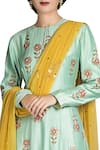 Shop_Joy Mitra_Green Embroidery Sequin Round Kurta Lehenga Set _at_Aza_Fashions