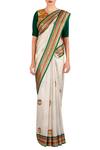 Latha Puttanna_Green Threadwork Embroidered Saree With Blouse_Online_at_Aza_Fashions
