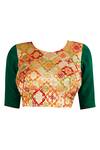 Shop_Latha Puttanna_Green Threadwork Embroidered Saree With Blouse_Online_at_Aza_Fashions