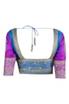 Latha Puttanna_Blue Banarasi Silk Embroidery Square Applique Work Saree With Blouse _at_Aza_Fashions