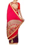 Shop_Latha Puttanna_Red Georgette Embroidery Round Neck Half Moon Saree With Blouse  _at_Aza_Fashions