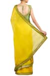 Shop_Latha Puttanna_Yellow Banarasi Embroidery Sequin Border Saree With Sleeveless Blouse  _at_Aza_Fashions