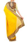 Shop_LATHA PUTTANNA_Yellow Georgette Embroidery Sequin And Threadwork Saree With Blouse  _at_Aza_Fashions