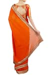 Shop_Latha Puttanna_Orange Georgette Embroidery Thread Round Sequin And Saree With Blouse  _at_Aza_Fashions