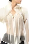 Siddartha Tytler_Off White Organza Ruffle Neck Victorian Style Blouse _Online_at_Aza_Fashions