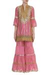 Buy_Kunwarani Ritu_Pink Embroidered Sharara Set With Printed Dupatta  _Online_at_Aza_Fashions