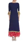 Shop_Kunwarani Ritu_Blue Dunka Embroidered Kurta With Palazzo And Dupatta  _at_Aza_Fashions