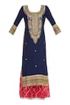 Buy_Kunwarani Ritu_Blue Dunka Embroidered Kurta With Palazzo And Dupatta  _Online_at_Aza_Fashions