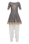 Buy_Ranian_Grey Embroidered Dhoti Pant Set_Online_at_Aza_Fashions