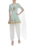 Buy_Ranian_Blue Embroidered Peplum Kurta Set _at_Aza_Fashions