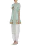 Ranian_Blue Embroidered Peplum Kurta Set _Online_at_Aza_Fashions