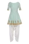 Shop_Ranian_Blue Embroidered Peplum Kurta Set _Online_at_Aza_Fashions