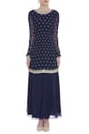 Buy_Ranian_Blue Georgette Gota Patti Embroidered Embellished Kurta With Dupatta And Sharara _Online_at_Aza_Fashions