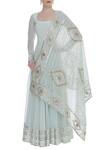 Buy_Ranian_Blue Round Gota Embroidered Kurta With Dupatta _at_Aza_Fashions