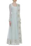Ranian_Blue Round Gota Embroidered Kurta With Dupatta _Online_at_Aza_Fashions