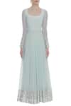 Shop_Ranian_Blue Round Gota Embroidered Kurta With Dupatta _Online_at_Aza_Fashions