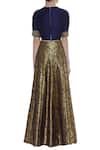 Shop_Ranian_Blue Embroidered Crop Top With Brocade Work Skirt_at_Aza_Fashions