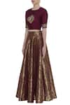 Ranian_Gold Embroidered Crop Top With Brocade Work Skirt_Online_at_Aza_Fashions